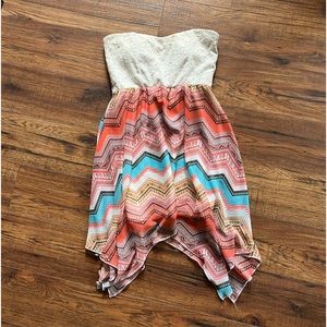 Strapless Lace/Chevron Dress